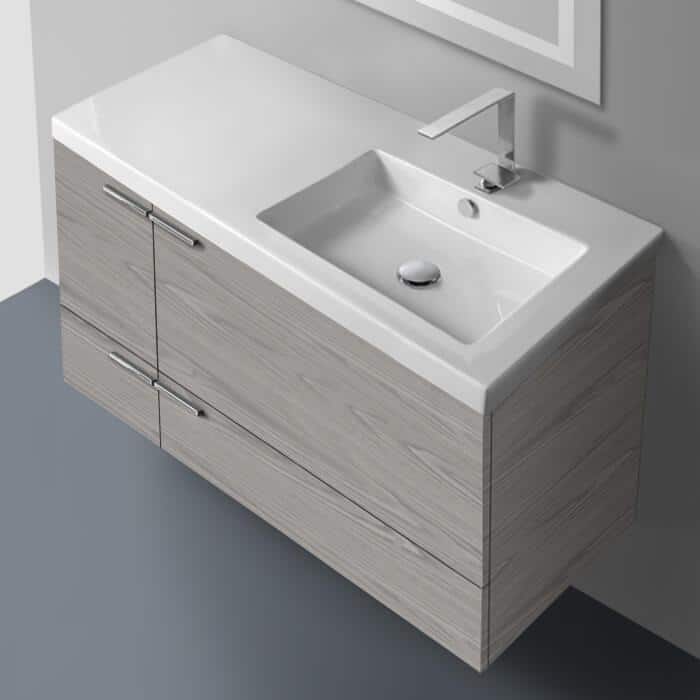 Bathroom vanity with sink on right side