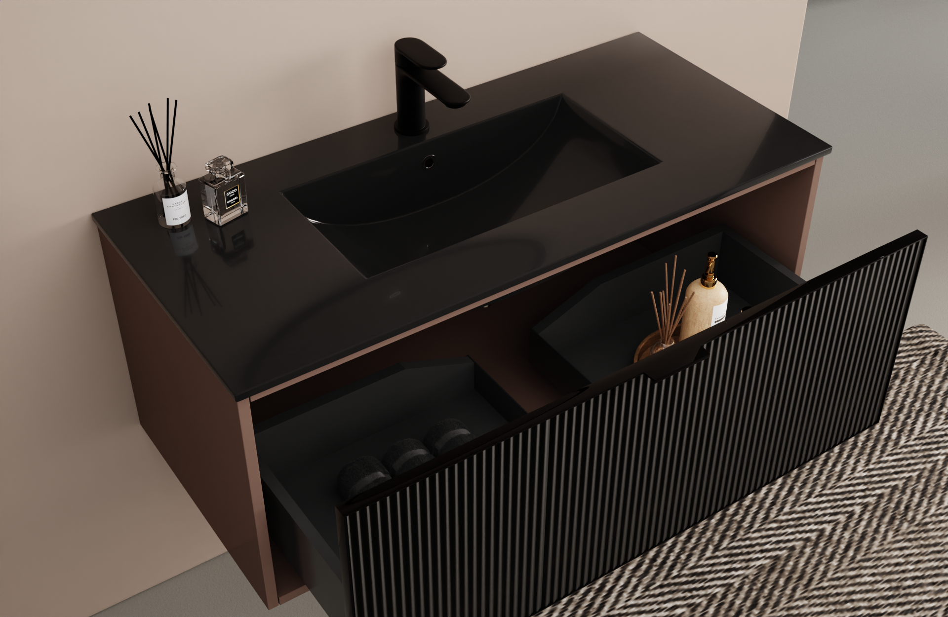 modern black bathroom vanity