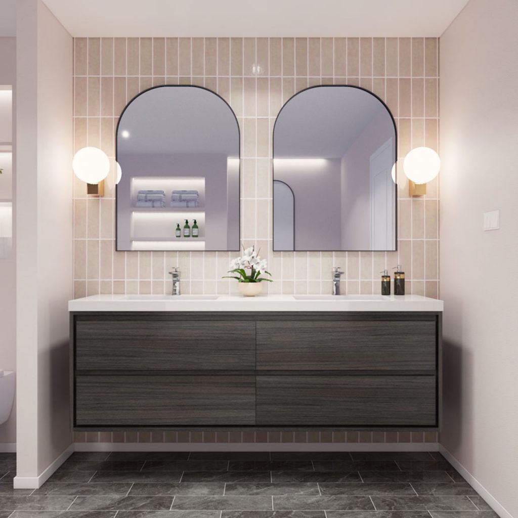 the bathroom double vanity